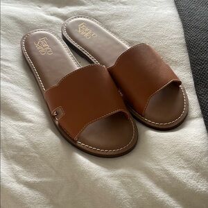 Franco Sarto Tan Leather Slides